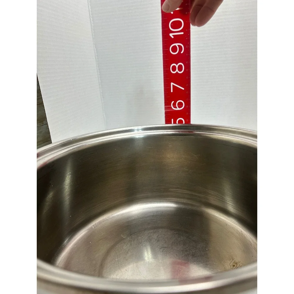 Emdeko Stock Pot Silver 3-Ply 18-8 Stainless Steel USA Vintage Cooking Pot 9in